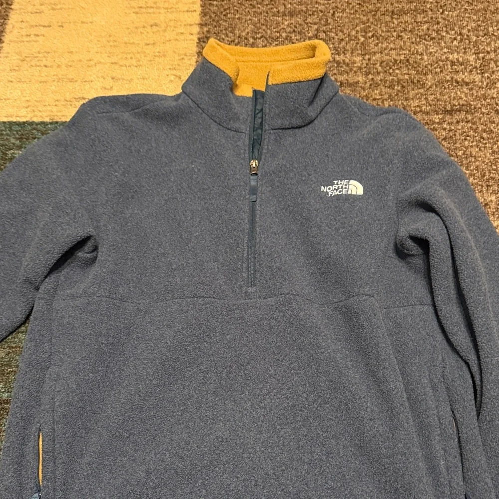 The North Face Men's Blue and Camel half zip Fleece